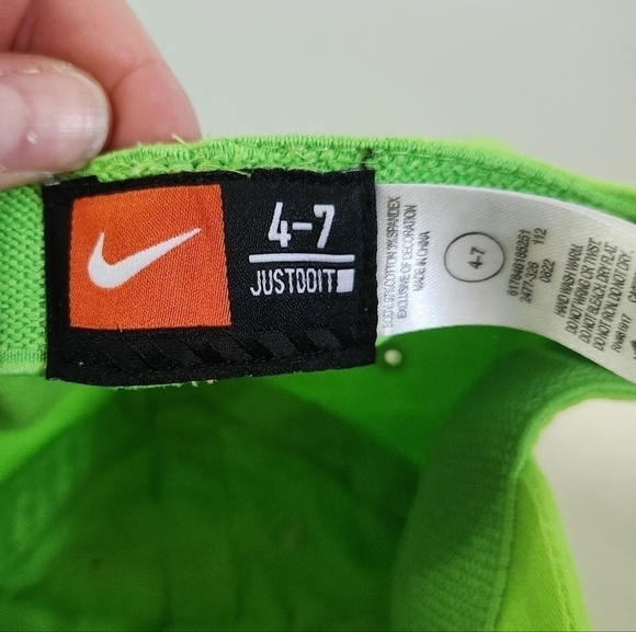 Nike Lime Green Black White Swoosh Just Do It Baseball Hat Cap Unisex Size 4-7 - Picture 9 of 11
